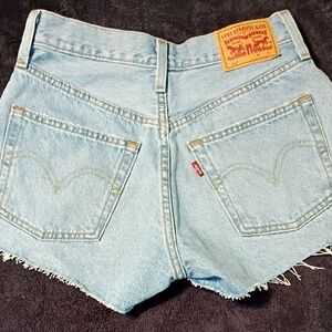 Levi's Blue Jean Shorts Distressed High-Waisted